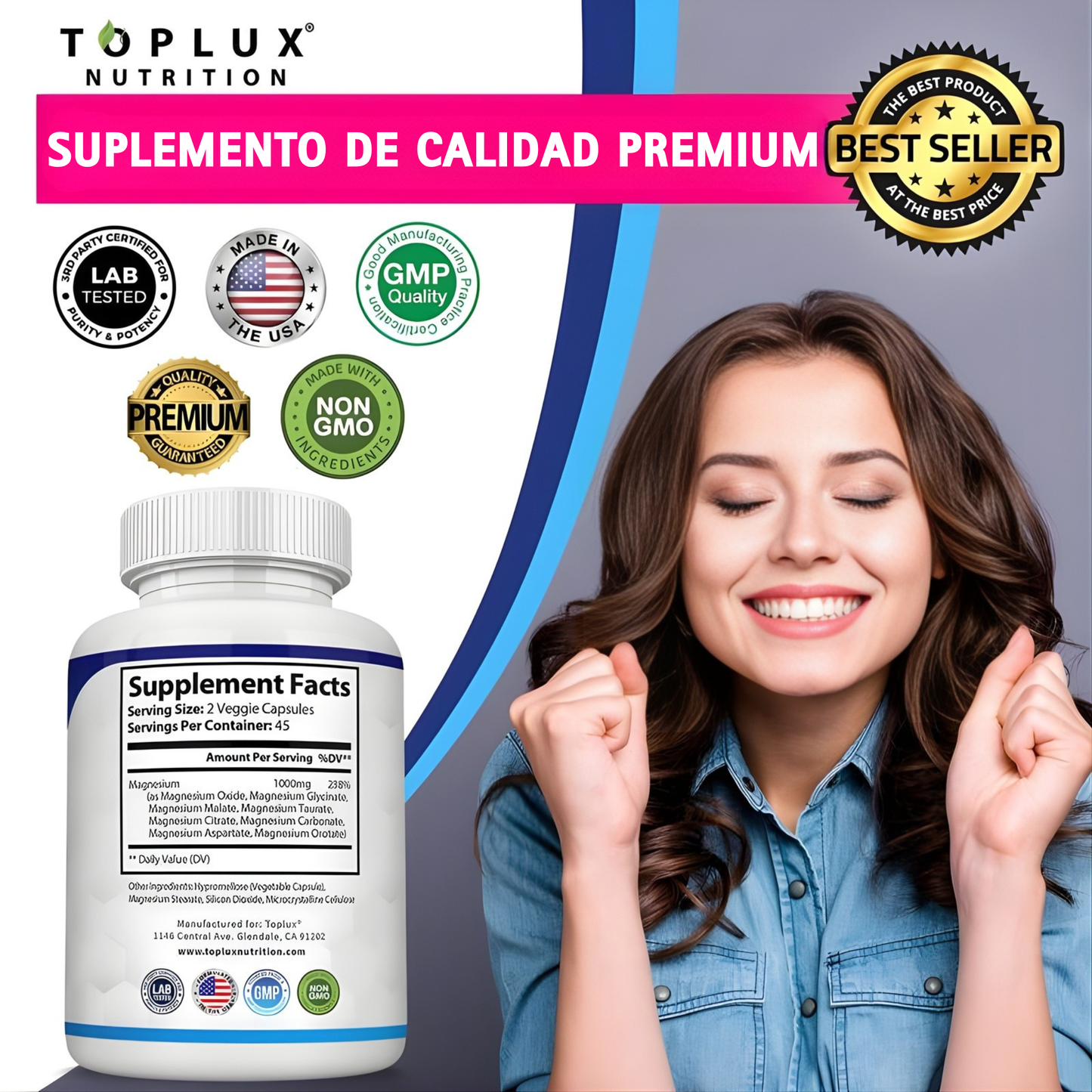 ⚠️ ÚLTIMAS HORAS – 2x1 EN TOPLUX MAGNESIUM COMPLEX 8 EN 1 Soporte completo para descanso, relajación y bienestar diario HOY -50% + ENVÍO GRATIS