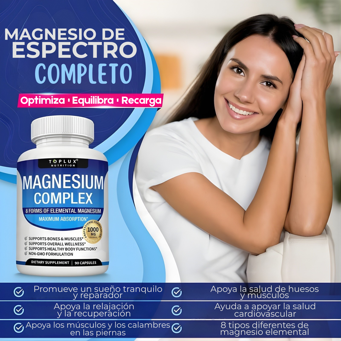 ⚠️ ÚLTIMAS HORAS – 2x1 EN TOPLUX MAGNESIUM COMPLEX 8 EN 1 Soporte completo para descanso, relajación y bienestar diario HOY -50% + ENVÍO GRATIS