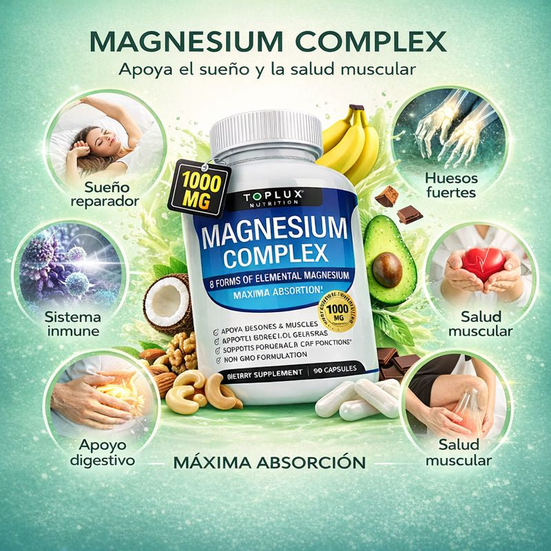 ⚠️ ÚLTIMAS HORAS – 2x1 EN TOPLUX MAGNESIUM COMPLEX 8 EN 1 Soporte completo para descanso, relajación y bienestar diario HOY -50% + ENVÍO GRATIS
